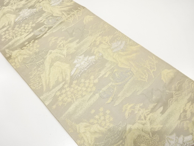 JAPANESE KIMONO / ANTIQUE FUKURO OBI / SILK / WOVEN SCENERY OF CHINA